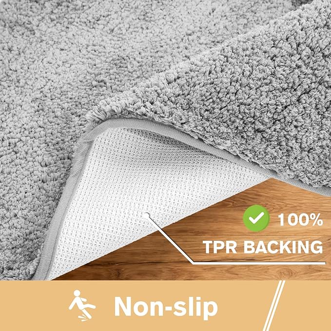 Gray Bathroom Rugs Runner 24"x72" - Extra Long Plush Bath Mat, Non Slip Absorbent Microfiber Floor Rug, Washable and Fluffy - Ideal for Bathroom, Kitchen or Pet Mat Use