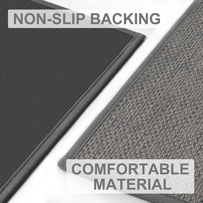 LEKEEPGO Door Mat 17"x29", Non Slip Door Mat Indoor Entrance, Rubber Backing Front Indoor Door mats Washable Absorbent Low-Profile Entryway Entry Resist Dirt Inside Door Mats, Light Grey