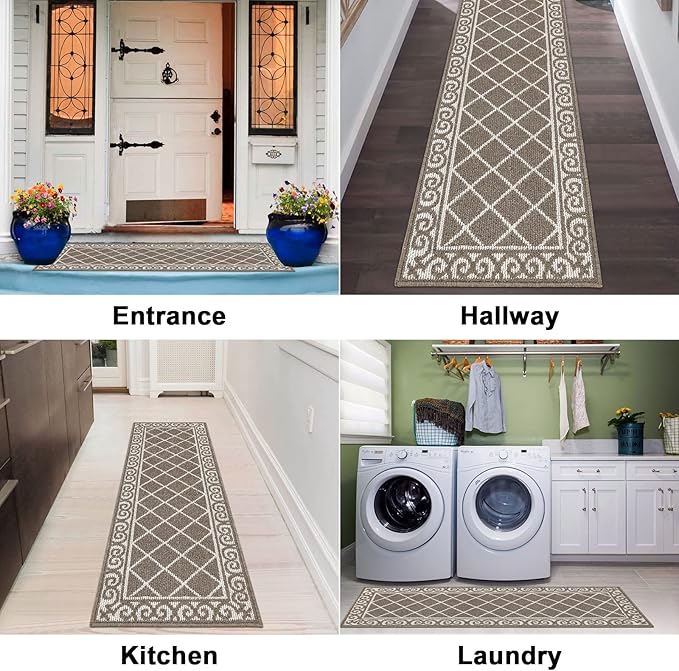 HEBE Washable Runner Rug 20"x59" Indoor Door Mat Runners,Non Slip Dirt Trapping Rug Runner Floor Mats Carpet Runners for Entryway Hallway Kitchen Garage Laundry Room