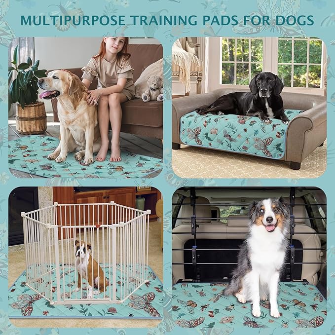 IEUUMLER Washable Pee Pads for Dogs, 1 Pack Insect Pattern Reusable Waterproof Puppy Potty Pads, Non-Slip Absorbent Pet Training Pads for Playpen Crate Bed EU014