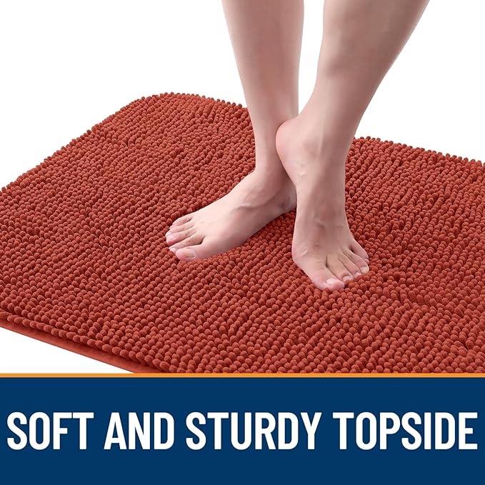 OLANLY Dog Door Mat for Muddy Paws 44x32, Absorbs Moisture and Dirt, Absorbent Non-Slip Washable Doormat, Quick Dry Chenille Mud Mat for Dogs, Entry Indoor Entryway Carpet for Inside Floor, Maple Red