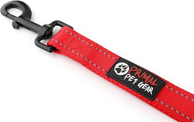 Primal Pet Gear Dog Leash 6ft Long,Traffic Padded Two Handle,Heavy Duty,Reflective Double Handles Lead for Control Safety Training,Leashes for Large Dogs or Medium Dogs,Dual Handles Leads(Red)