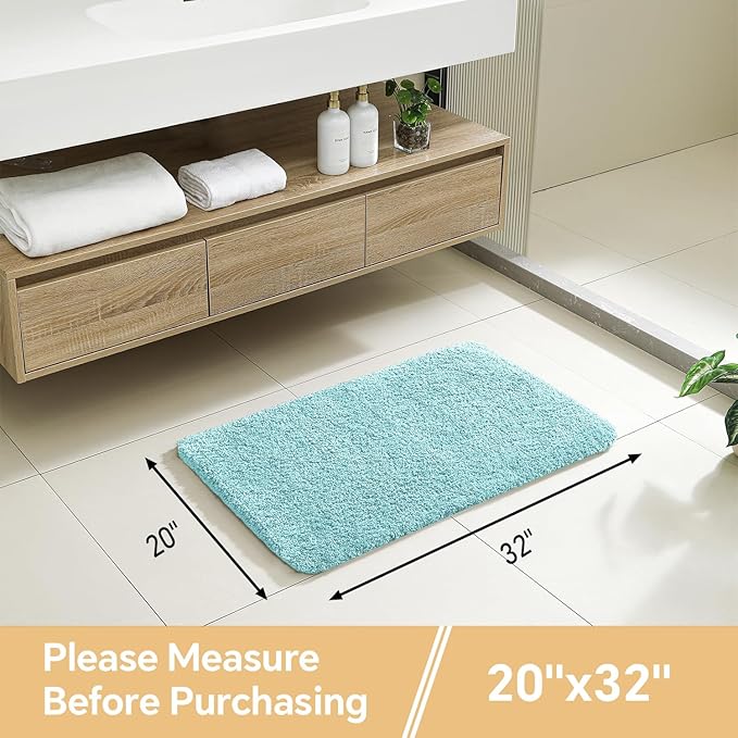Aqua Haze Bathroom Rugs 20"x32" - Soft Plush Bath Mat, Non Slip Absorbent Microfiber Bathroom Rug, Machine Washable Floor Mat - Perfect for Vanity, Sink or Bathtub Area
