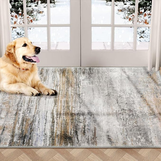 COMSLE Door Mat Soft Absorbent Indoor Front Entryway Rug Machine Washable Entrance Mats for Muddy Paws Non Slip Throw Rugs 24" x 36" Doormat for Inside Foyer Bedroom - Yellow
