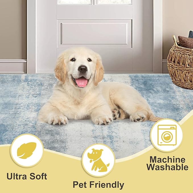COMSLE Door Mat, Front Door Mat Indoor for Entrance Faux Wool Absorbent Non Slip Modern Throw Rug for Entryway Hallway Muddy Paws - Pet Friendly, 24x48 Inches, Machine Washable