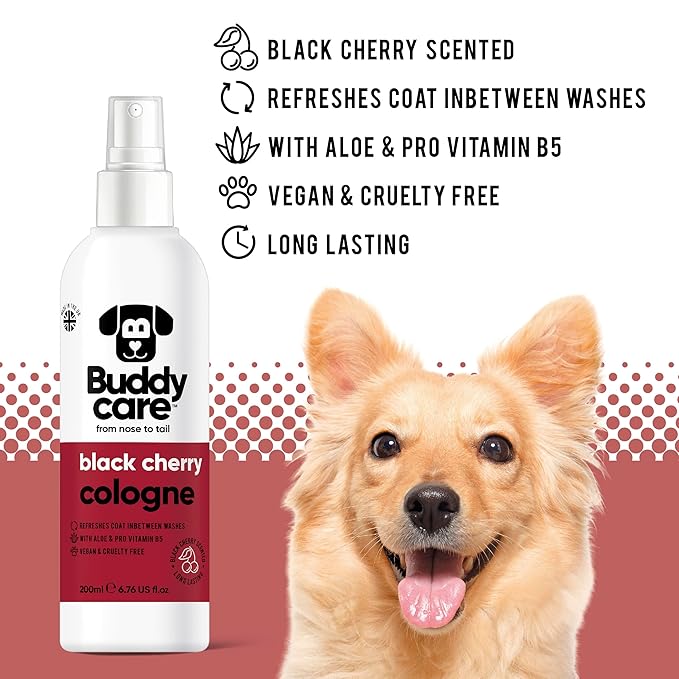 Dog Cologne - Black Cherry - 200ml - Fruity and Bold Scented Dog Cologne - Refreshes Between Dog Washes