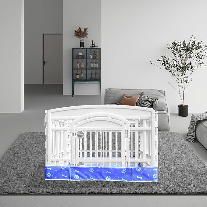 Dog Playpen Bottom Pad Fits for 36 Inch 4 Panels Exercise Pet Playpen, Dog Crate Pad Puppy Playpen Pad, Hoop and Loop Design (Note: Playpen Not Included). -Blue
