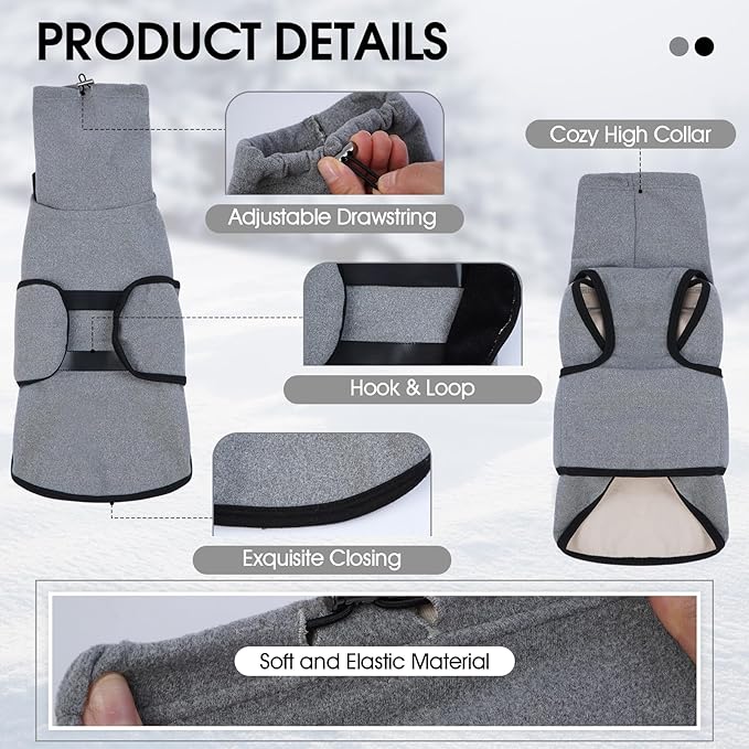 Dog Anxiety Jacket Calming Shirt, Anxiety Relief Calming Vest with Dog Ear Muffs, Noise Protection Dogs Winter Coat, Lightweight Stretchy Turtleneck T-Shirts