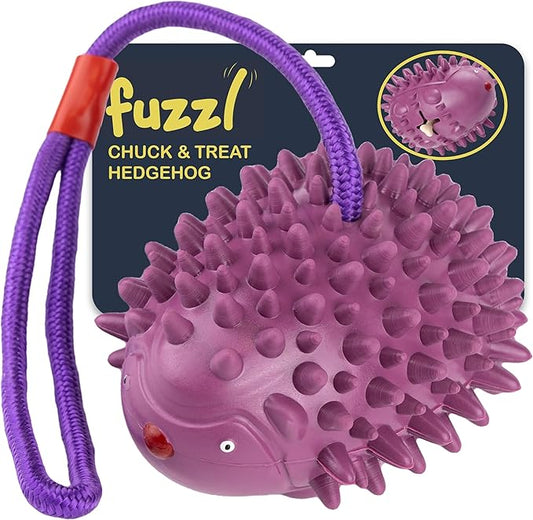 Eco Rubber Chuck & Treat Hedgehog - Purple - Long Lasting Dog Chew Toys for Aggressive Chewers Strong Dog Toy for Dogs Durable Puppy Toys