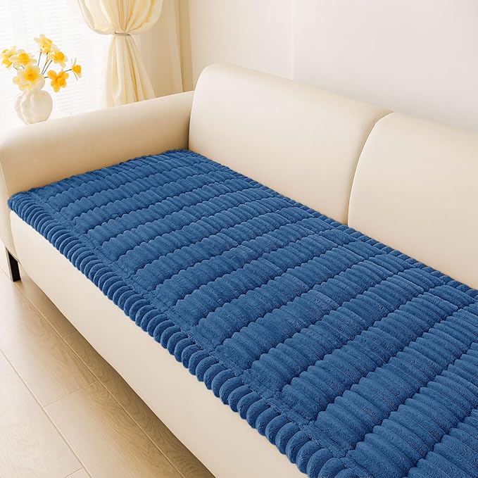 hyha Couch Covers for Dogs Washable, Non Slip Plush Dog Sofa Protectors, Fuzzy Pet Couch Covers for 3 Cushion Sofa Pet Friendly (Navy Blue, 27.6" x 70.9")