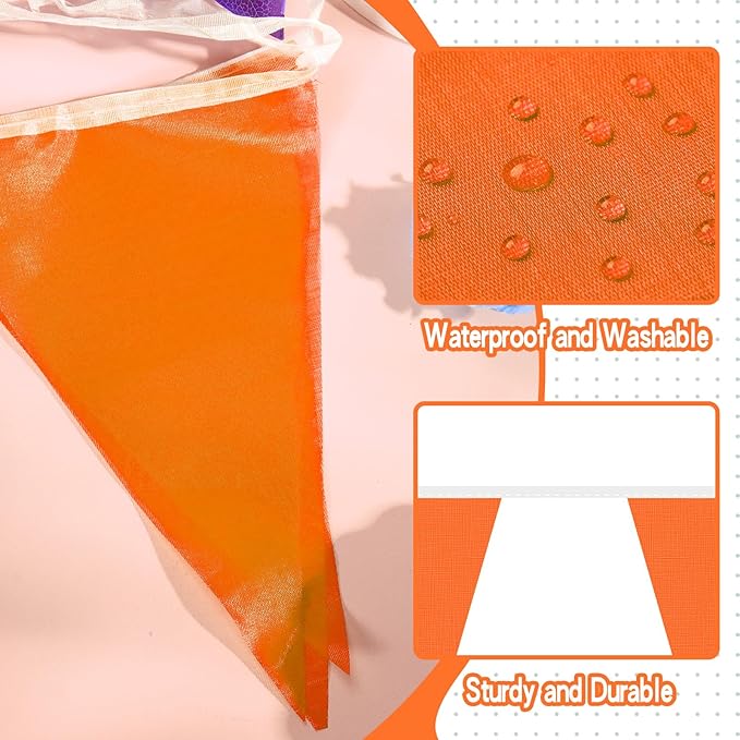 Tatuo 820 ft 500 Pcs Pennant Banner Flag String Hanging Triangle Bunting Flag for Carnival Party Outdoor Events Birthday Classroom Decoration(Orange)