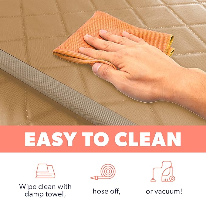 Active Pets Beige XL Dog Car Hammock Back Seat Cover, Waterproof Backseat Cover Protector for Truck Bench Rear of Sedans or SUVs, Essential Pet Supplies Vacuum or Wipe Clean, Machine Washable