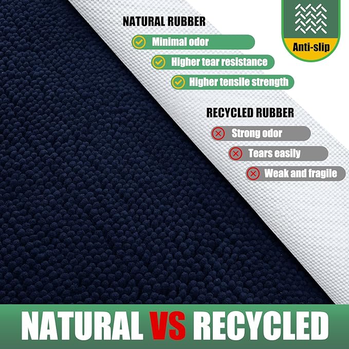 IM HOME Chenille Absorbent Outdoor Doormat 30" x 20", Washable Muddy Door Mats for Dog Non Slip Indoor Doormat Dog Mat for Muddy Paw Front Inside Doormats for Entryway Navy Blue