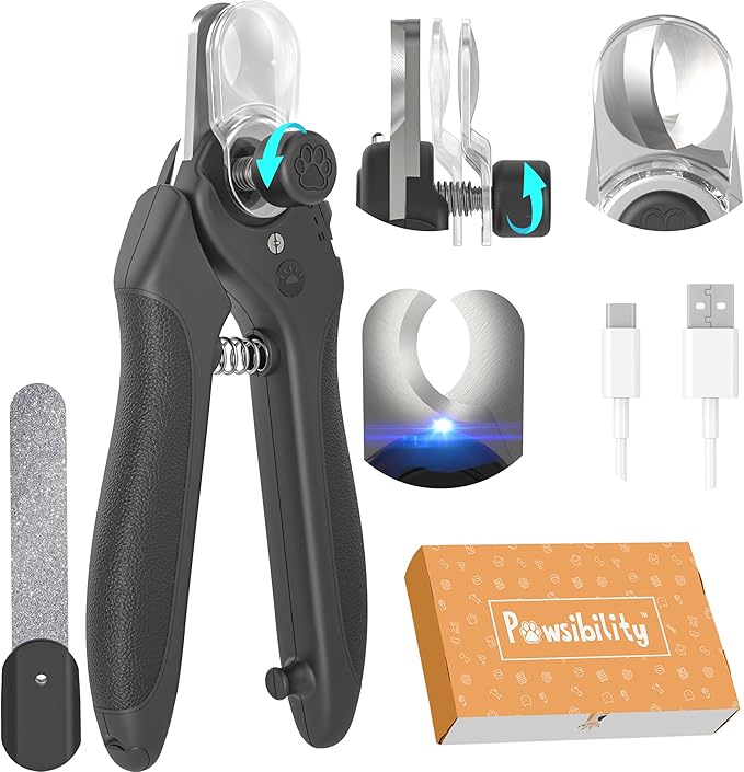 Pet Nail Clipper PRO 2026 - Quick-Vision LED Light | 2-Stage Adjustable Professional-Grade Blade | Adjustable Magnifier Safety Guard - for Cats, Small, Medium and Large Dogs - Black