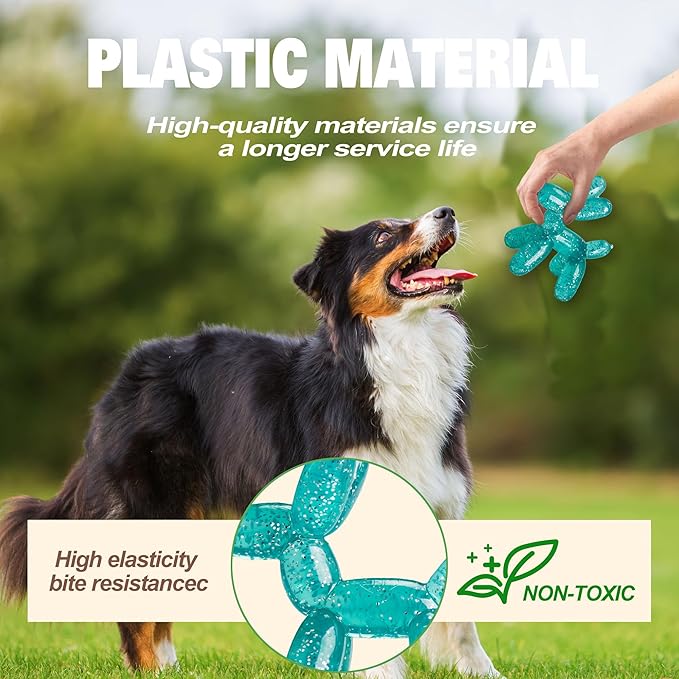 Durable Dog Chew Toy – Balloon Dog Shape, 4.72” for Medium & Large Dogs, Tough Plastic, Interactive Chew Toy for Boredom & Dental Health（Green）