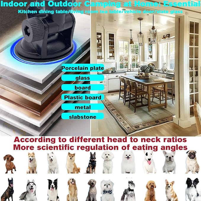 Adjustable Elevated Dog Bowls with Tilting Angle, Suction Base Raised Dog Bowl Stand, Pet Feeding Station with Grade 316L Stainless Steel Bowls for Raised Large Sized Pets Joint Health