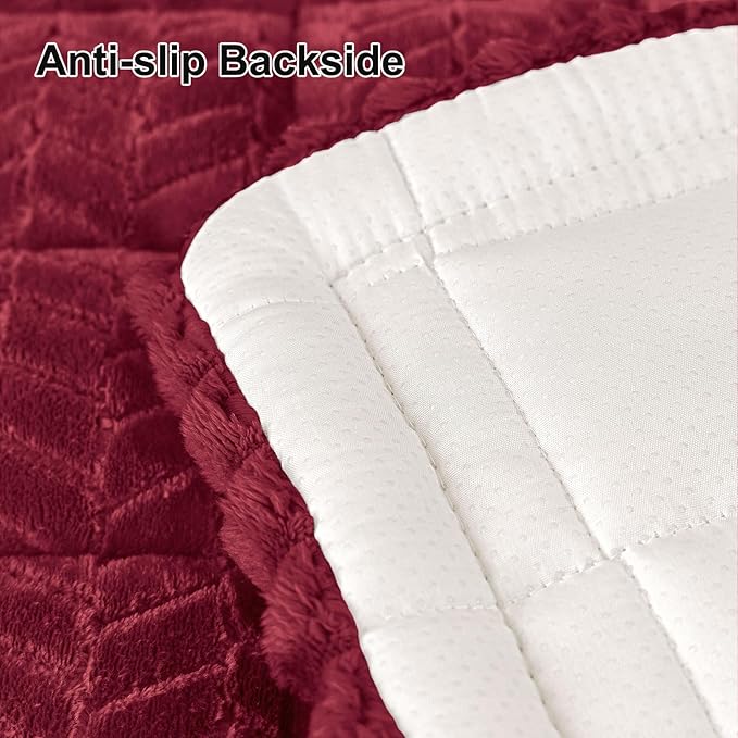 Smiry Non Slip Couch Covers for Dogs, Fuzzy Pet Couch Covers for 3 Cushion Sofa Pet Friendly, Soft Sofa Slipcovers Cushion Furniture Protector Washable (Red, 35.4" x 88")