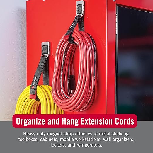 VELCRO Brand Magnetic Straps – Reusable Cord, Hose & Tool Organizer for Metal Surfaces, Valentine Gifts for Men - EASY HANG Garage, Workshop, RV Storage - Medium 16in x 1in