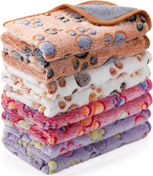 Reginary 4 Pcs Waterproof Guinea Pig Blankets Washable Small Animal Fleece Bedding Guinea Pig Cage Liners Reusable Training Pads Pet Pee Pad Sleep Mat for Hamster(Paw Print,18 x 13 Inch)
