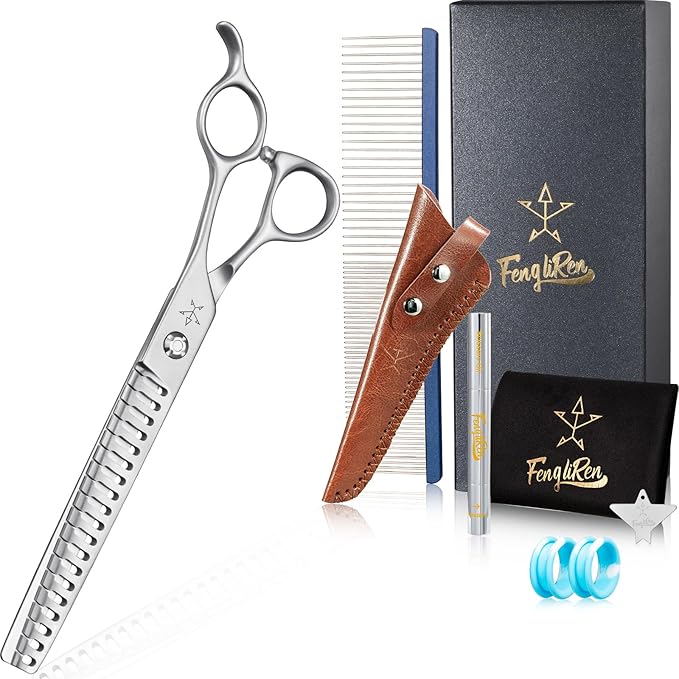 High-end Professional Dog Grooming Thinning Scissors Teeth Cutting Blending Shears Pet Texturizing Shears 7.5 Inch Extremely Very Sharp Stainless Steel Alloy For Cat Other Animals Groomer
