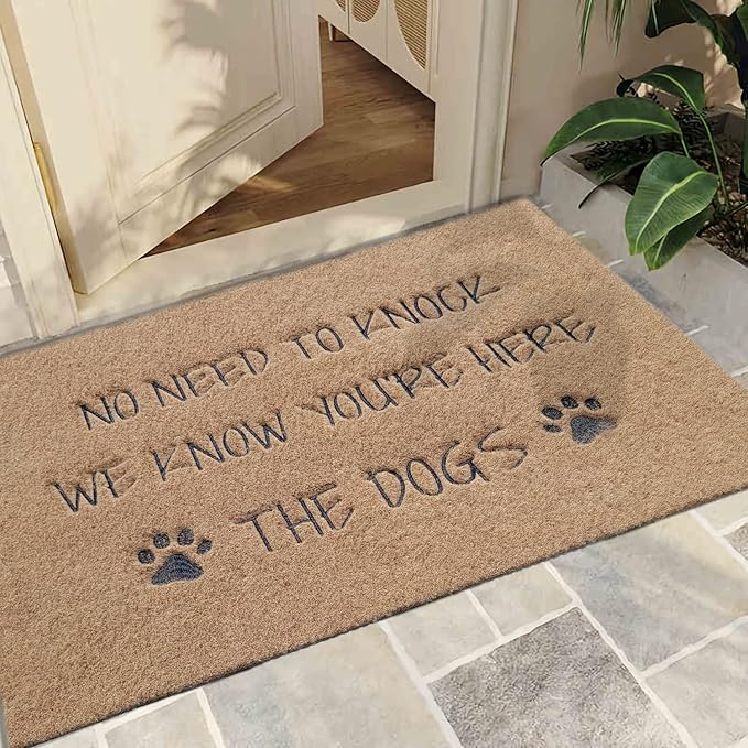 Large Welcome Mat for Front Door - Rubber Non-Slip Backing Funny Dog Doormat Indoor Outdoor for Entryway Porch 24x36