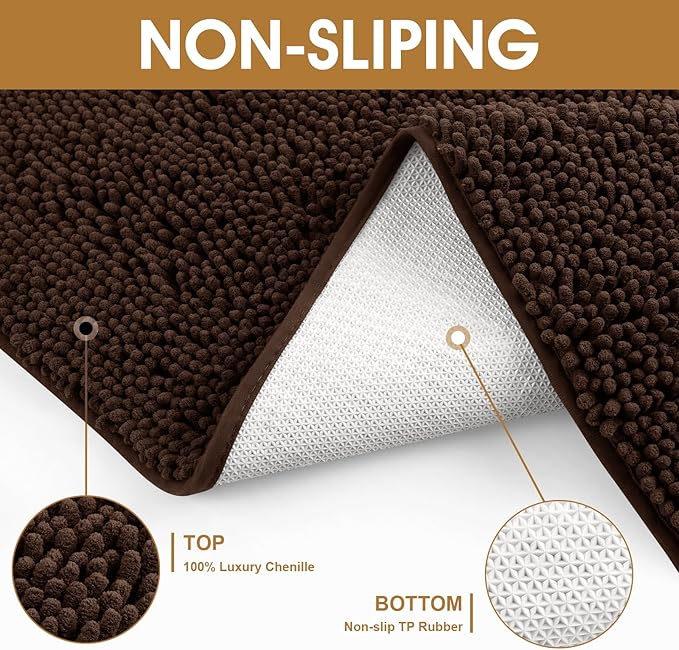 IM HOME Large Dog Door Mats for Muddy Paws, 48" x 30" Chenille Absorbent Mud Mat for Dogs, Non Slip Heavy Dog Rugs for Muddy Paws, Soft Indoor Door Mat for Entryway, Mud Paw, Inside Floor, Brown