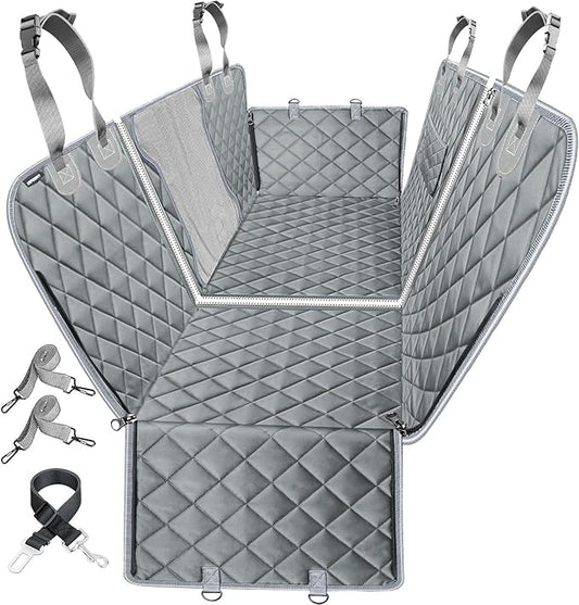 URPOWER 6-in-1 Dog Car Seat Cover for Back Seat, Waterproof Dog Car Hammock with Mesh Window & Side Flap, Pet Backseat Protector for Car, SUV, Truck