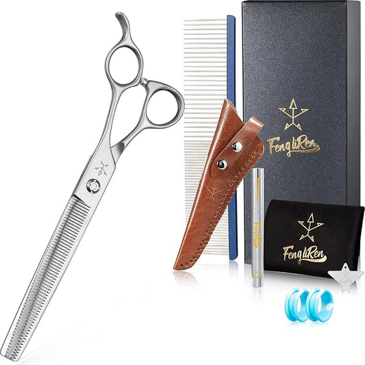 High-end Professional Dog Grooming Thinning Scissors Teeth Cutting Blending Shears Pet Texturizing Shears 7.5 Inch Extremely Very Sharp Stainless Steel Alloy For Cat Other Animals Groomer