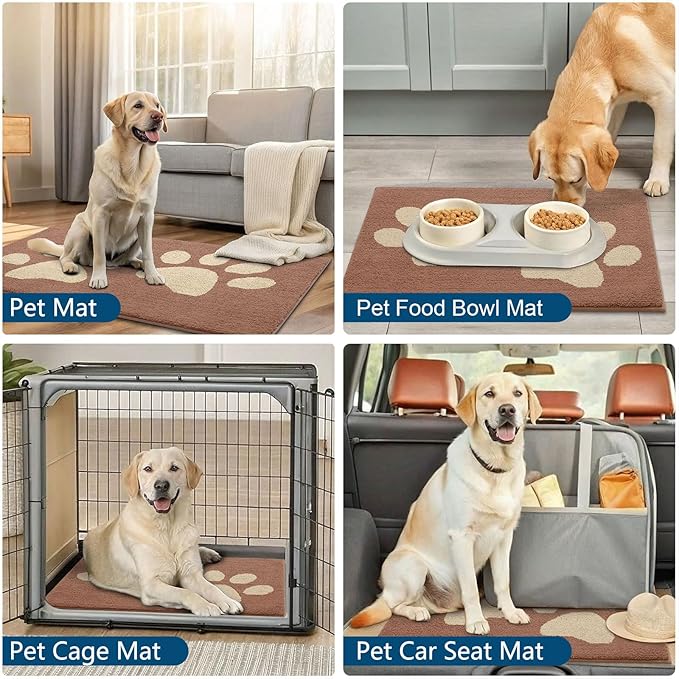Buganda Dog Door Mat for Muddy Paws, Absorbent Dirt Trapper Washable Indoor Doormats, Non Slip Low-Profile Mud Mat for Dogs, Front Entrance Doormat for Inside Floor (40x32 Inches, Camel)