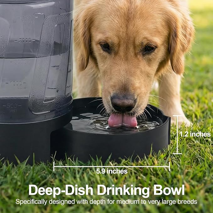 Portable Dog Travel Water Bottle 84 oz, Dog Camping Hiking Walking Beach Park Outdoor Essentials, Large Dog Water Bottle Bowl Dispenser, Leak Proof Pet Water Bottle for Dogs,