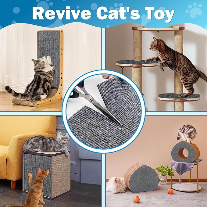 ENONCI 196.8x15.8 Cat Wall Scratcher Mat with Nano Tape,Anti Cats Scratch Furniture Couch Carpet Corner Protector for Indoor,Trimmable Cat Scratching Pad Board Sofa Replacement