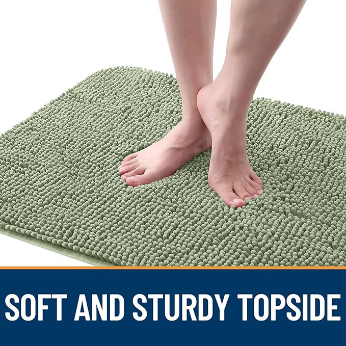OLANLY Dog Door Mat for Muddy Paws 40x24, Absorbs Moisture and Dirt, Absorbent Non-Slip Washable Doormat, Quick Dry Chenille Mud Mat for Dogs, Entry Indoor Entryway Carpet for Inside Floor, Sage Green