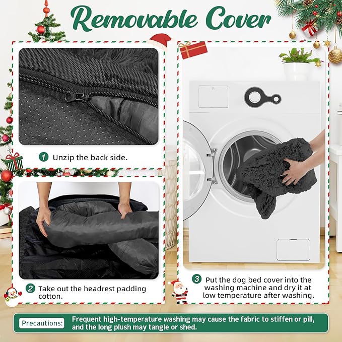 GGIB Calming Dog Bed Christmas Throw Blanket Fluffy Plush Dog Mat Furniture Protector Decoration Holiday Throw for Sofa Couch Cover for Large Medium Small Dogs Cats (Large, Dark Grey)
