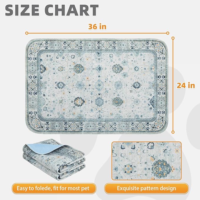 KOOLTAIL Washable Pee Pads for Dogs,2 Pack Super Absorbent Reusable Puppy Training Pads Waterproof, Nonslip and Leak-Proof Dog Pee Pads, Large Pet Mats Whelping Pads for Floor, Crate, Couch 24 * 36"