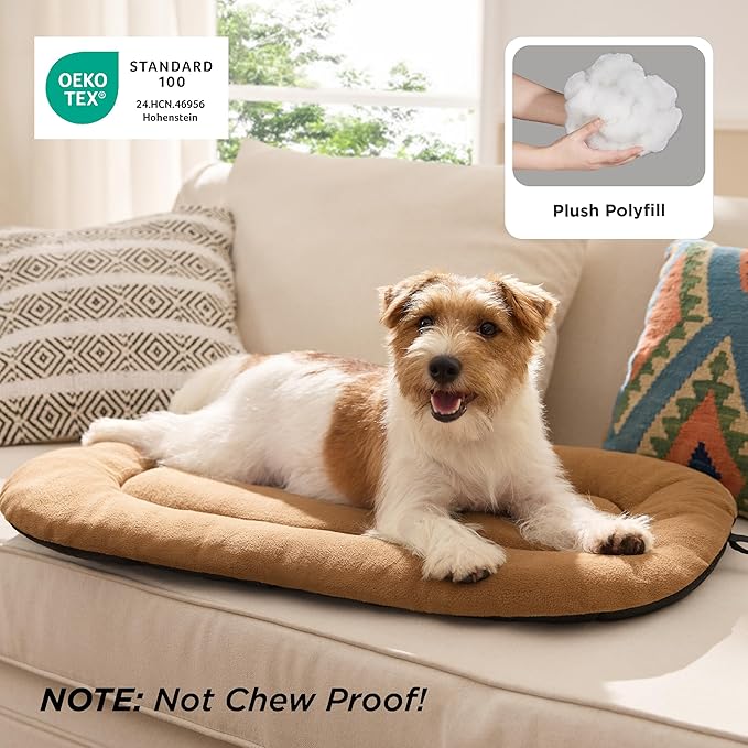 Bedsure Washable Dog Crate Pad for Extra Large Dogs, Anti-Slip Puppy Kennel Dog Bed for Crate - Ultra Soft Fleece Flat Thin Pet Mat (Not Chew Proof), Brown XXL 47"x29"