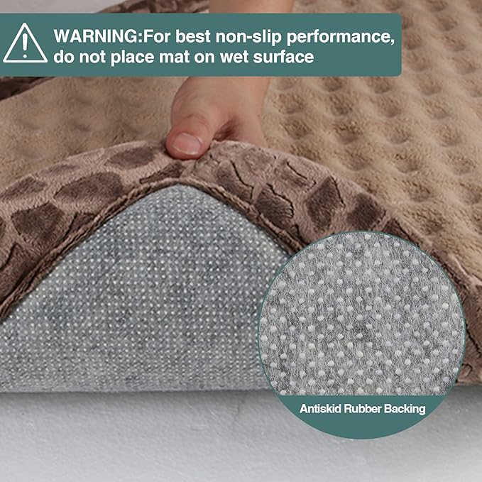 PAGGED Large Dog Crate Pad 36 inch Memory Foam Dog Kennel Bed Soft Flannel Washable Anti Slip Puppy Sleeping Mat,Brown