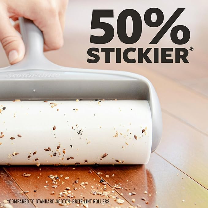 Scotch-Brite 50% Stickier Large Surface Roller Refill, Works Great On Pet Hair, 60 Sheets - Pack of 4