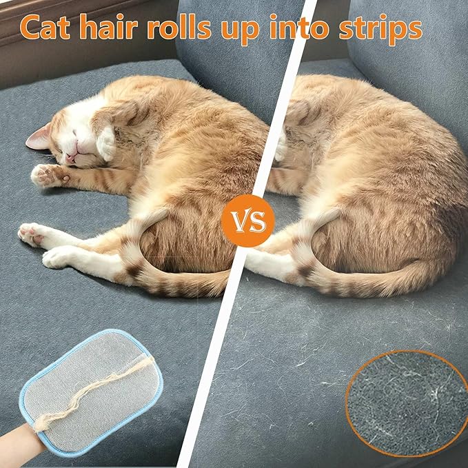 Pet Hair Removal Glove - Electrostatic Cat Dog Hair Remover Glove, Reusable Magic Brush Pet Hair Remover Tool for Couch, Carpet, and Car Seat (Blue,1 Pack)