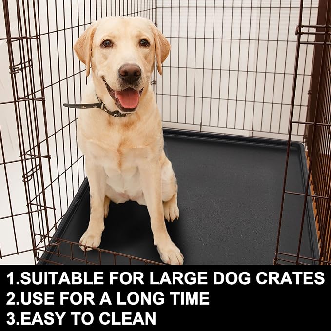 2 Pcs Replacement Dog Crate Pan Tray Kennel Bottom Tray Replacement Plastic Bottom Pan for Dog Crate, Black(30")