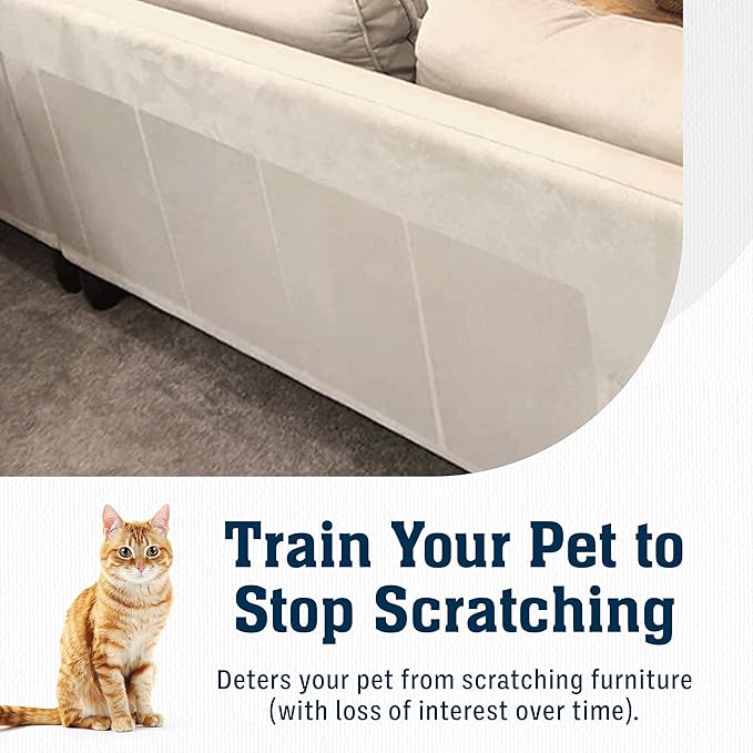 12 Pack XL Anti Cat Scratch Furniture Protector - Couch Protector from Cat Claws w/Twist Pins - Heavy Duty, Strong, Clear, Easy-to-Apply Scratching Deterrent and Shield for Sofa