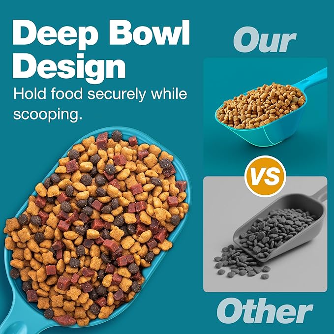 Fenenik Pet Food Scoop 2 Pack, Dog Cup Capacity Cat Food Scooper With Measuring Lines For Dog, Puppy and Cat Coffee Bean, Flour Scoop Bule