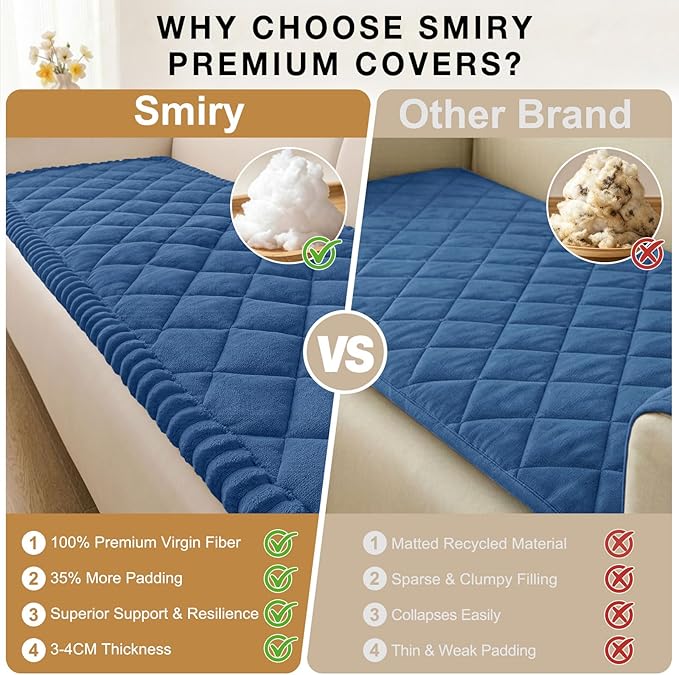 Smiry Fuzzy Couch Cover for Dogs, Non Slip Washable Pet Sofa Cover, Scratch Proof Hair Resistant Plush Sofa Slipcover, Pet Friendly Couch Cushion Protector for Cat, Navy, 27.6" x 27.6"