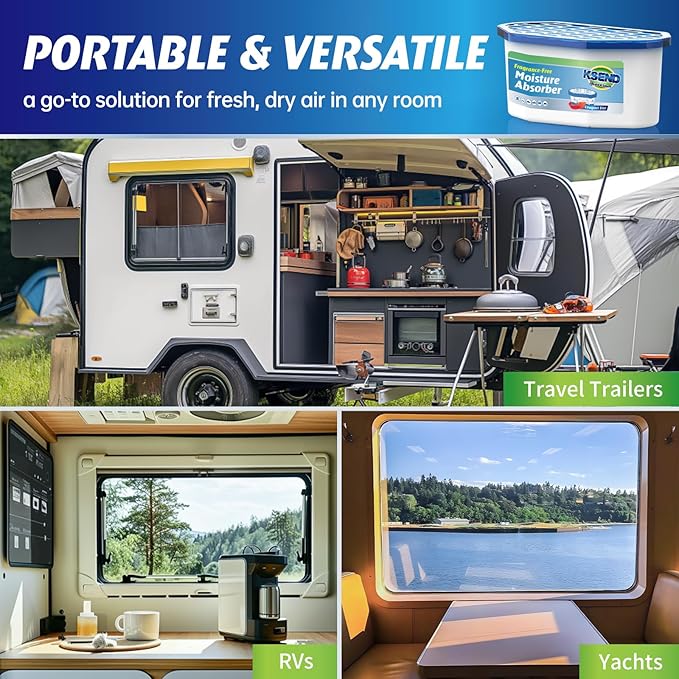 Moisture Absorbers, 24 Pack, Compact Dehumidifier for Closet, Efficient Humidity Absorber Boxes, Moisture Absorber for Closet, Odor Eliminator with Fragrance Free, Blue, 6.4oz, 300ml