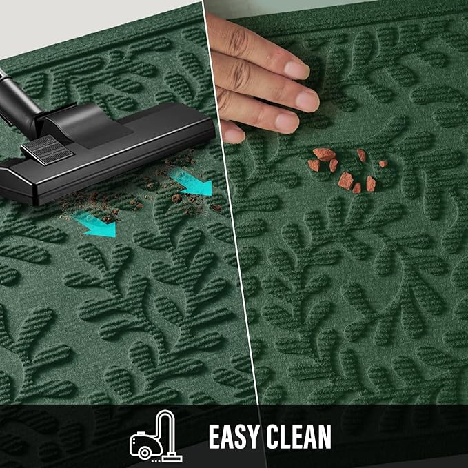 Front Door Mat, Absorbent Dirt Trapping Welcome Door Mat Indoor Outdoor, Non Slip Entry Mat, Indoor Outdoor Door Mats, Fade Resistant, Low Profile Doormat for Entryway, 36×24, Green