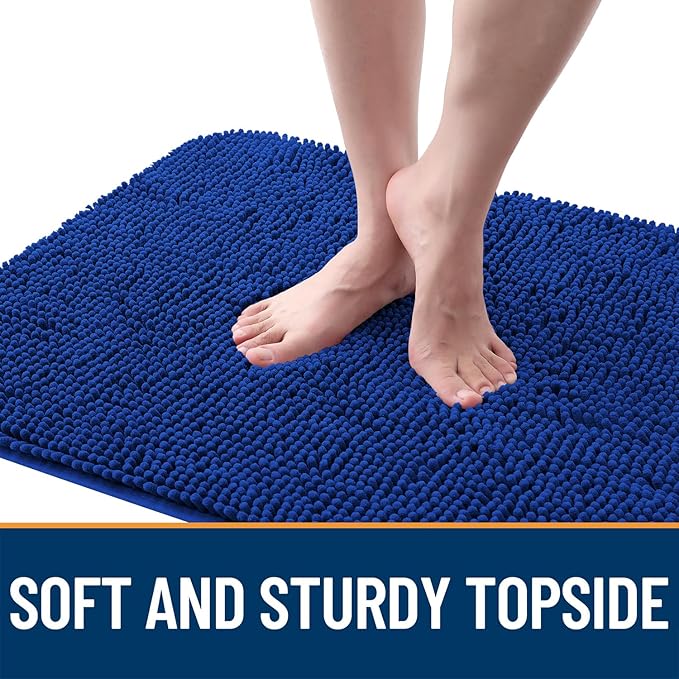 OLANLY Dog Door Mat for Muddy Paws 40x32, Absorbs Moisture and Dirt, Absorbent Non-Slip Washable Doormat, Quick Dry Chenille Mud Mat for Dogs, Entry Indoor Entryway Carpet for Inside Floor, Royal Blue