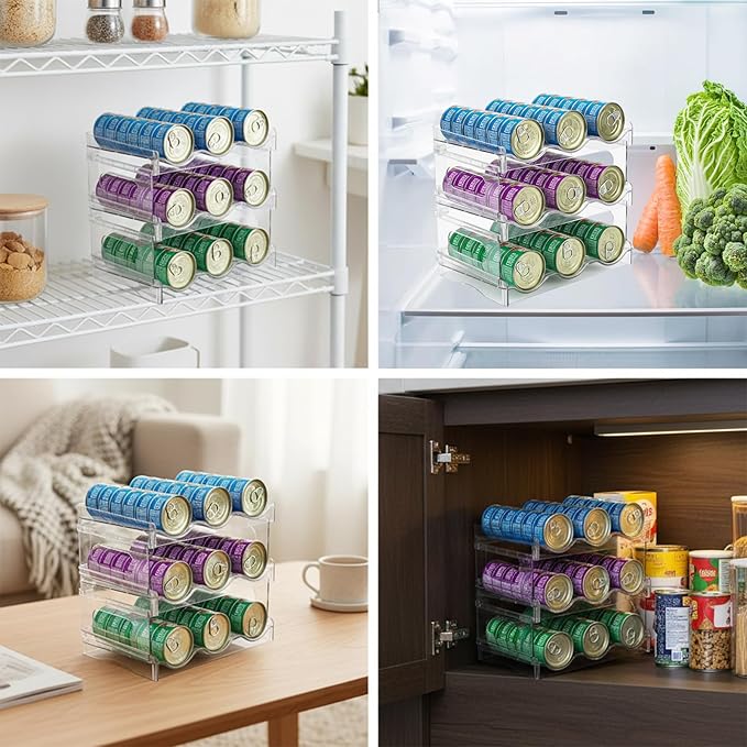 Mowhut Cat Food Can Organizer, Can Organizer for Pantry, 3-Tier Cat Food Storage Container, Acrylic, Holds 45 (3oz) Cans, Kitchen Organizers and Storage for Countertop, Clear