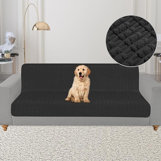 Foxdecor Couch Cover Sofa Covers Washable, Dog Bed Cover Couch Covers for 3 Cushion Couch Sofa Pet Friendly, Dog Couch Cover Furniture Covers for Pets.(Black 58x82 inch)