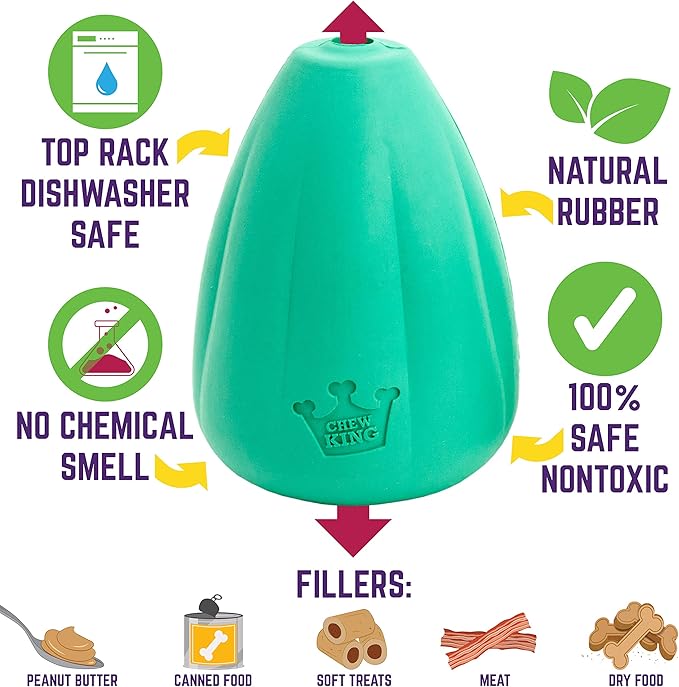 Chew King Premium Treat Dog Toy, Extremely Durable Natural Rubber Toy, Bacon Flavored Dog Toy