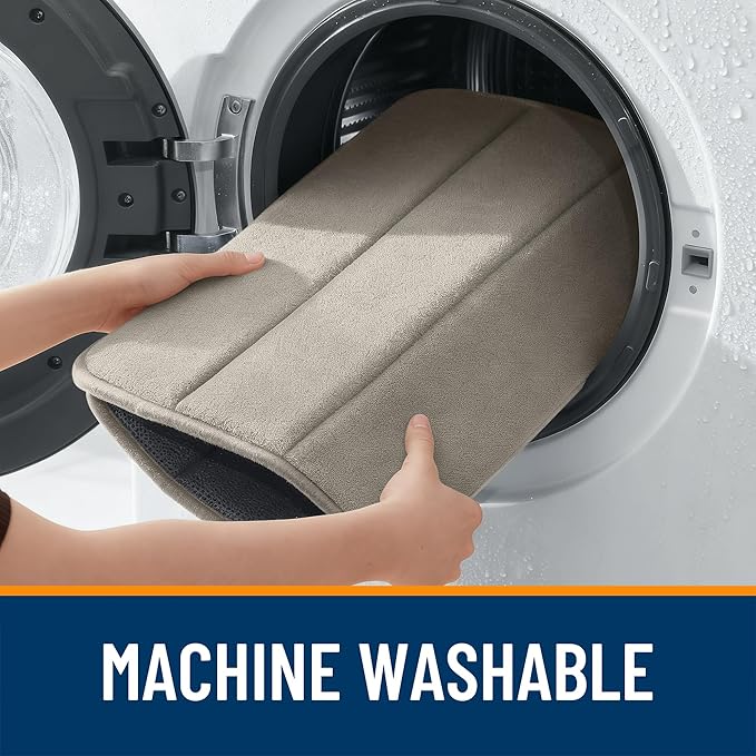 OLANLY Memory Foam Bath Mat 59x35, Super Soft Absorbent Bathroom Rugs, Quick Dry, Machine Washable Shower Floor Rugs, Bathmat Carpet, Bathroom Home Decor Accessories, Warm Taupe