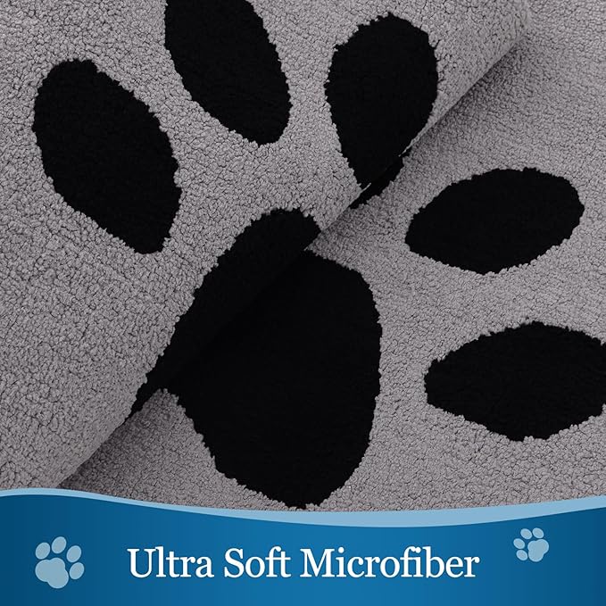 Buganda Dog Door Mat for Muddy Paws, Absorbent Dirt Trapper Washable Indoor Doormats, Non Slip Low-Profile Mud Mat for Dogs, Front Entrance Doormat for Inside Floor (48x30 Inches, Grey)